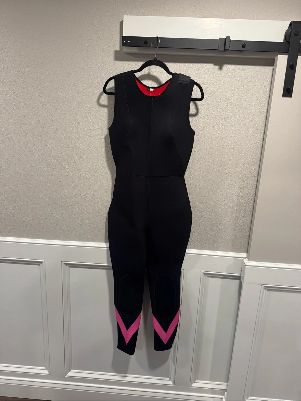 Black One-Piece Wetsuit with Pink Accents
